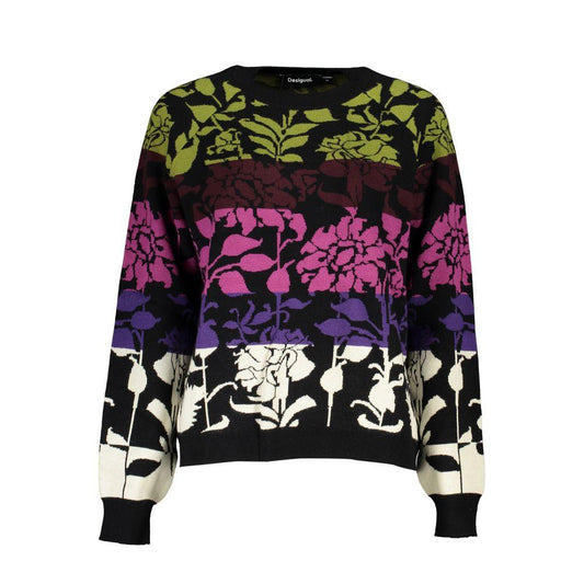 Desigual Chic Long-Sleeved Black Sweater with Contrast Details - PER.FASHION