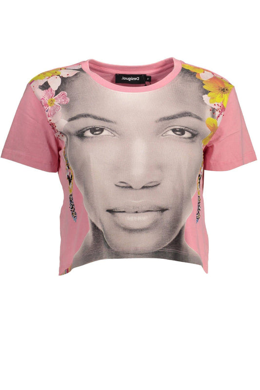 Desigual Chic Pink Embellished Cotton Tee - PER.FASHION