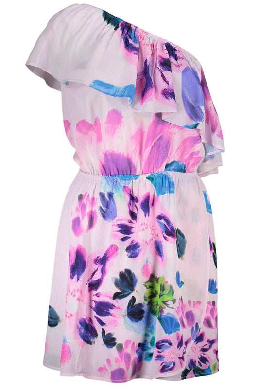 Desigual Chic Pink One-Shoulder Short Dress with Contrasting Details - PER.FASHION