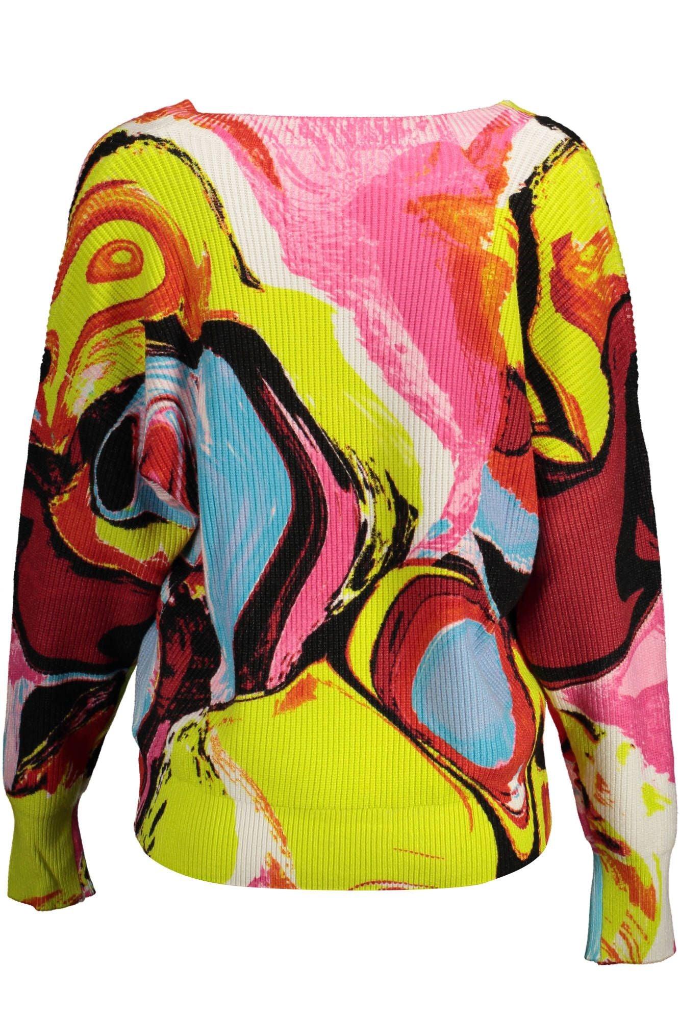 Desigual Chic Pink V-Neck Shirt with Contrasting Accents - PER.FASHION