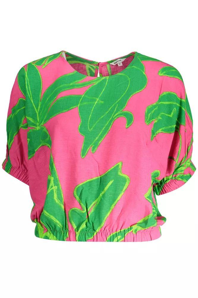 Desigual Chic Pink Viscose Blouse with Contrasting Details - PER.FASHION