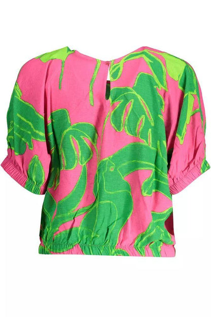 Desigual Chic Pink Viscose Blouse with Contrasting Details - PER.FASHION