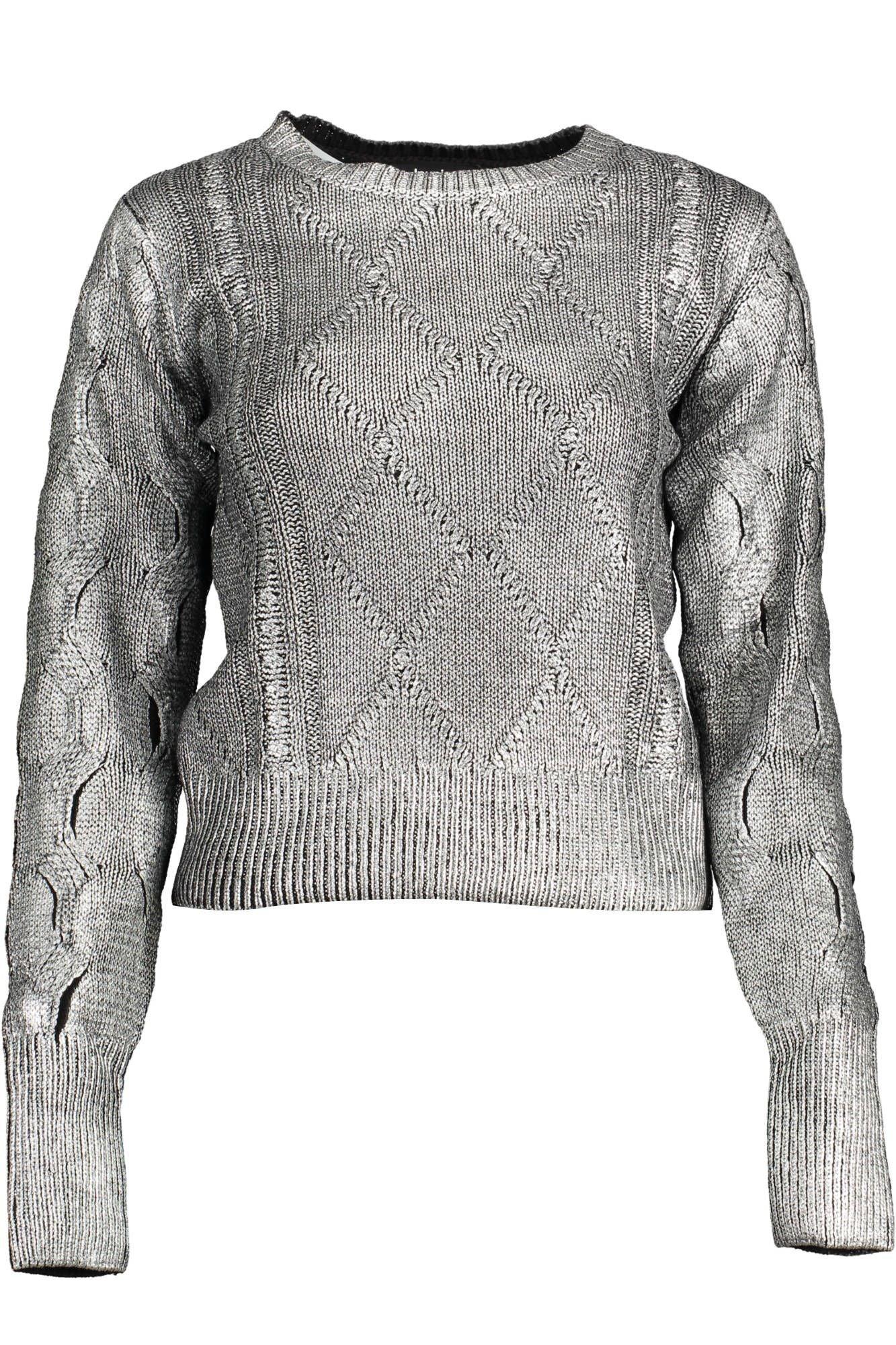 Desigual Chic Silver Tone Contrast Detail Sweater - PER.FASHION