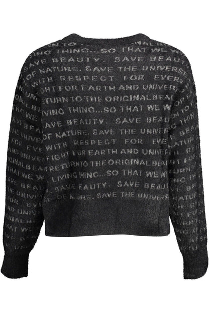 Desigual Glamorous Black Long-Sleeved Round Neck Sweater - PER.FASHION