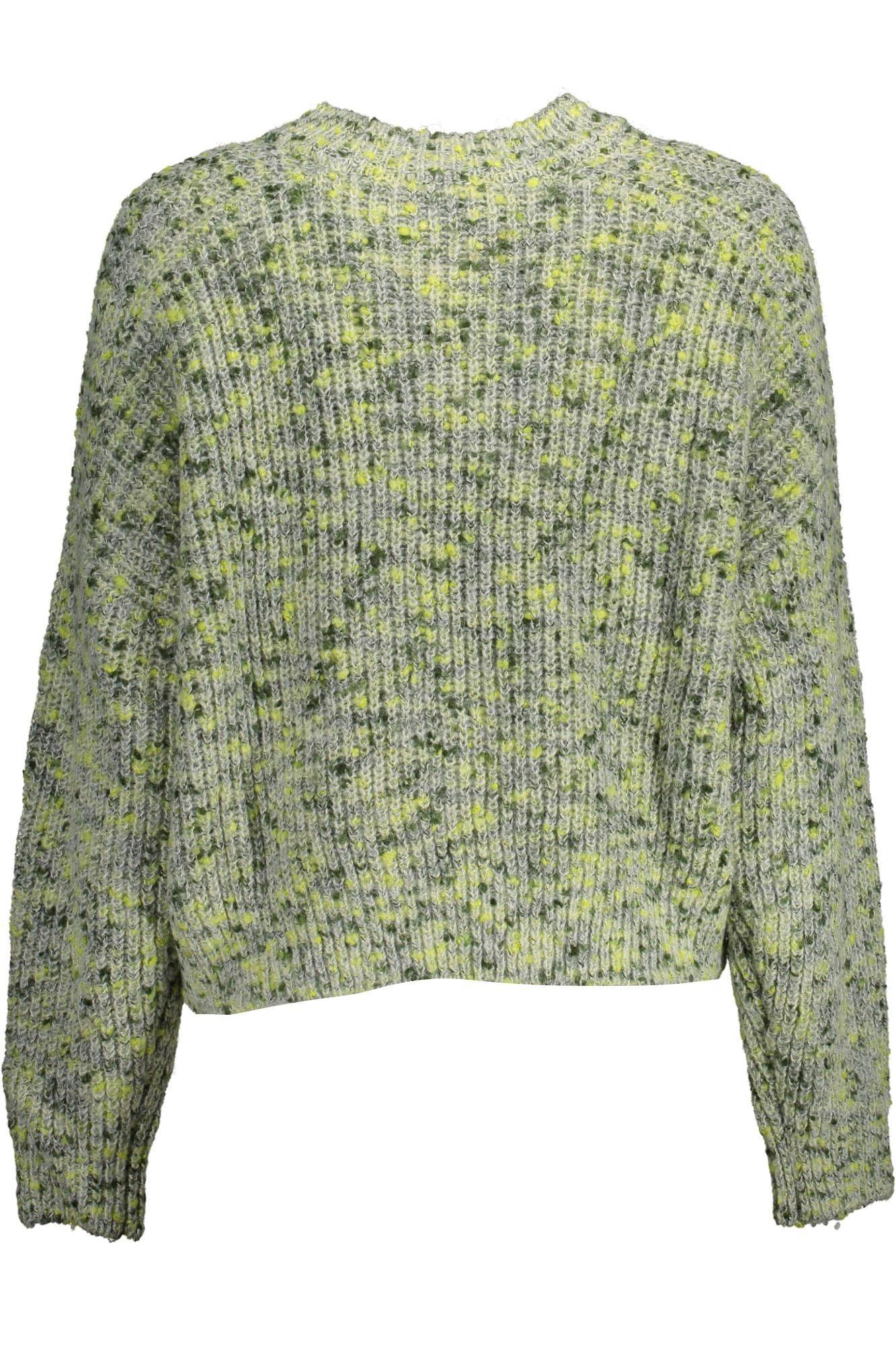 Desigual Green Embroidered Sweater with Contrasting Accents - PER.FASHION