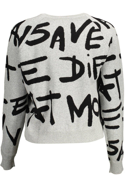 Desigual Sophisticated Gray Contrast Detail Sweater - PER.FASHION
