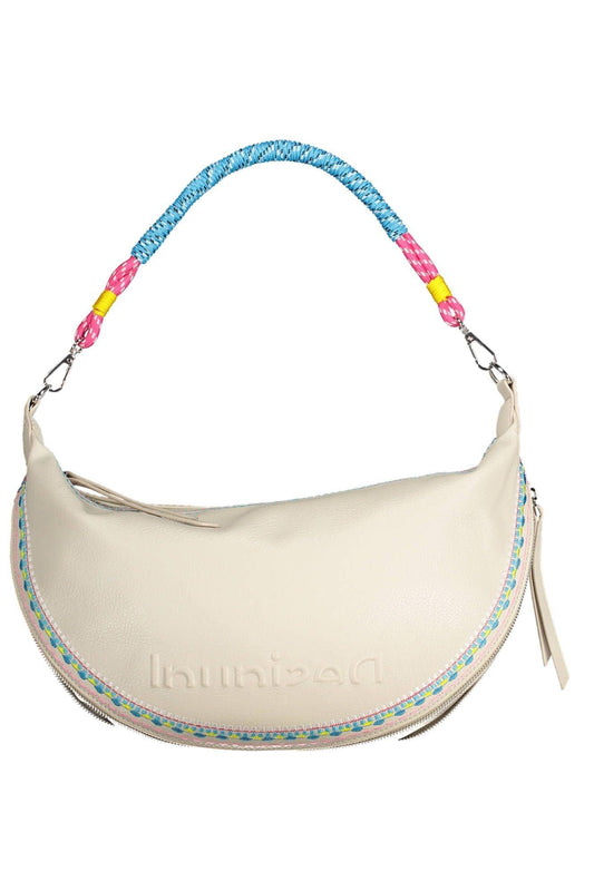 Desigual Chic White Embroidered Expandable Handbag - PER.FASHION