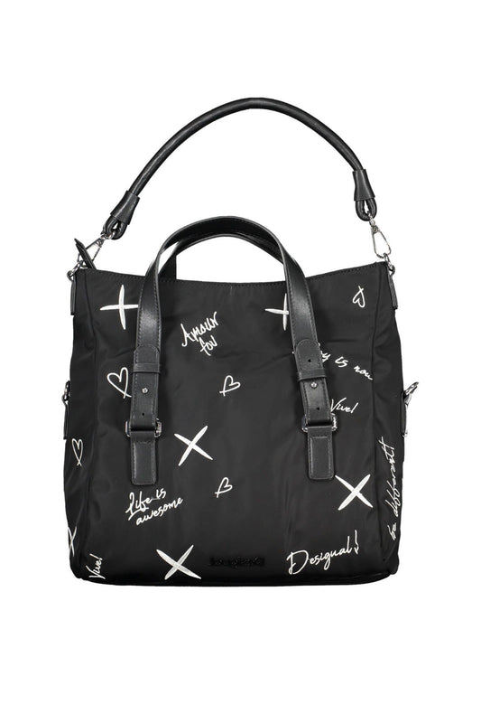 Элегантная черная сумка Desigual с вышивкой и универсальными ремнями