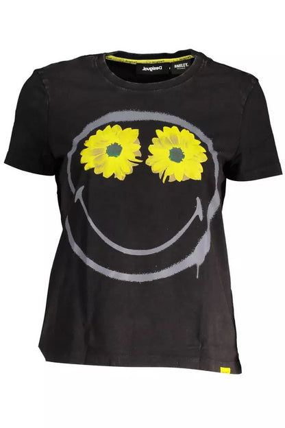 Desigual Chic T-shirt in cotone stampato nero con logo