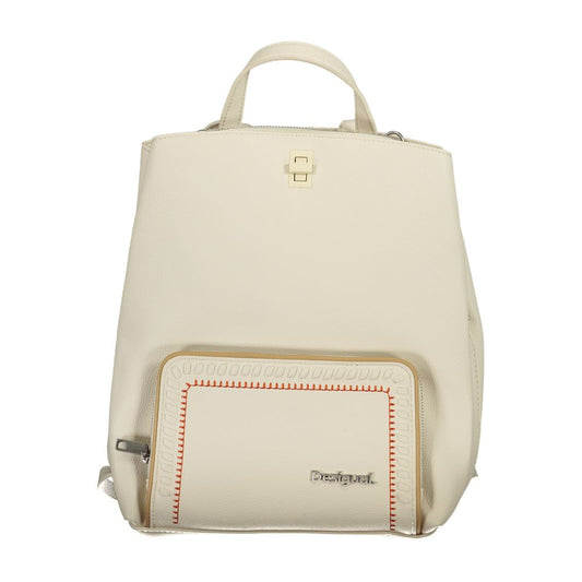 Desigual Elegant White Backpack with Contrast Details - PER.FASHION