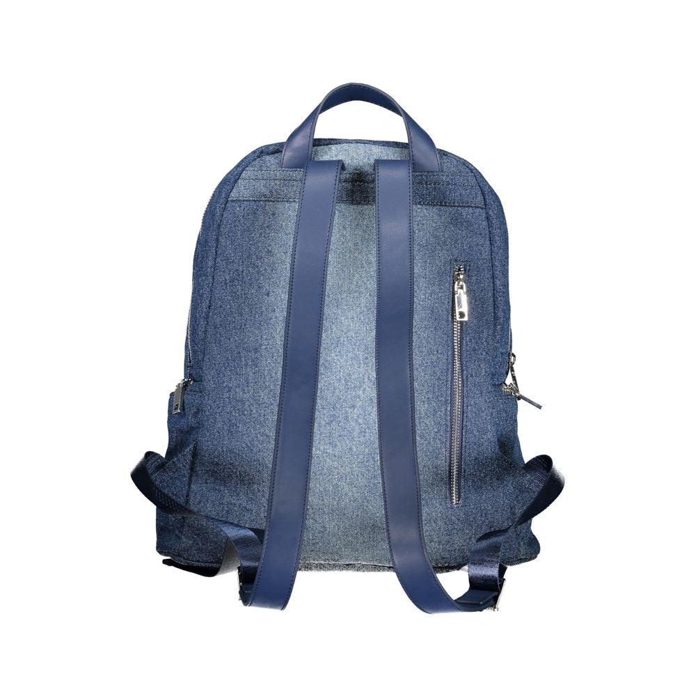 Desigual Chic Embroidered Blue Backpack with Contrasting Details - PER.FASHION