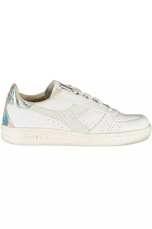 Diadora Chic White Lace-Up Sneakers with Logo Accent - PER.FASHION