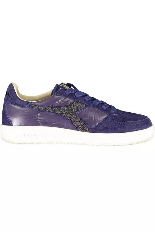 Diadora Crystal-Embellished Blue Sneakers With Contrasting Sole - PER.FASHION