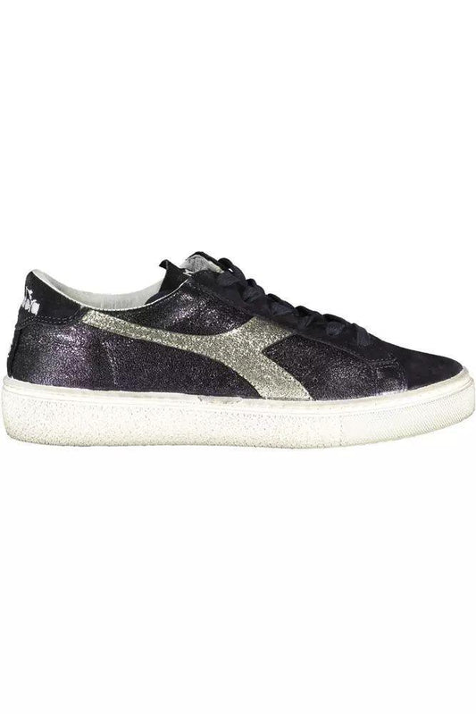 Diadora Elegant Black Lace-Up Sneakers with Contrasting Details - PER.FASHION