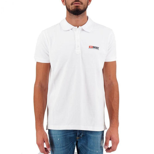 Diesel Elegant White Cotton Polo Shirt with Contrasting Logo - PER.FASHION