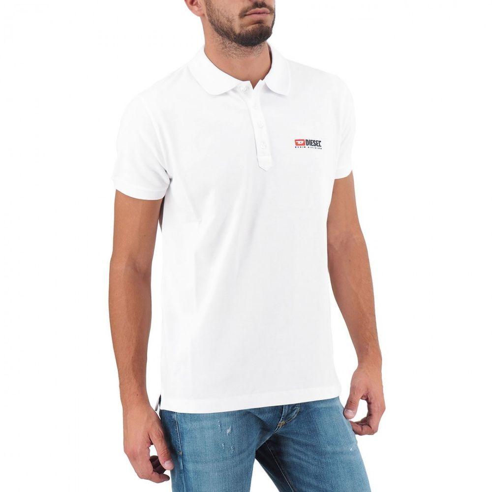 Diesel Elegant White Cotton Polo Shirt with Contrasting Logo - PER.FASHION