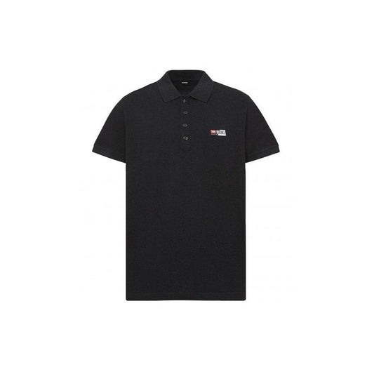 Diesel Sleek Black Cotton Polo with Contrast Logo - PER.FASHION