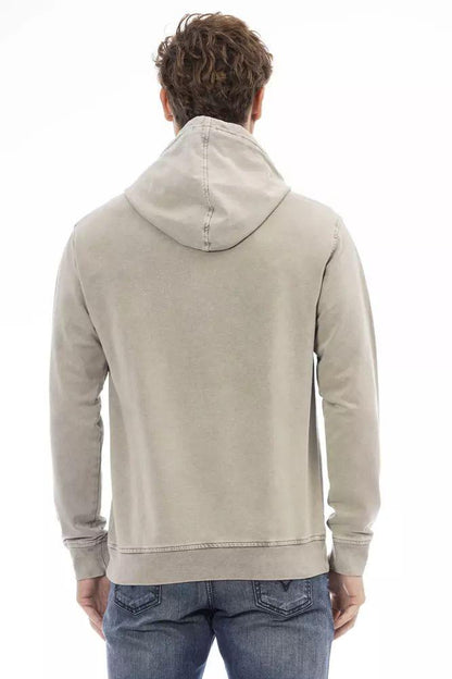 Distretto12 Elegant Beige Hooded Sweatshirt with Fine Ribbing - PER.FASHION