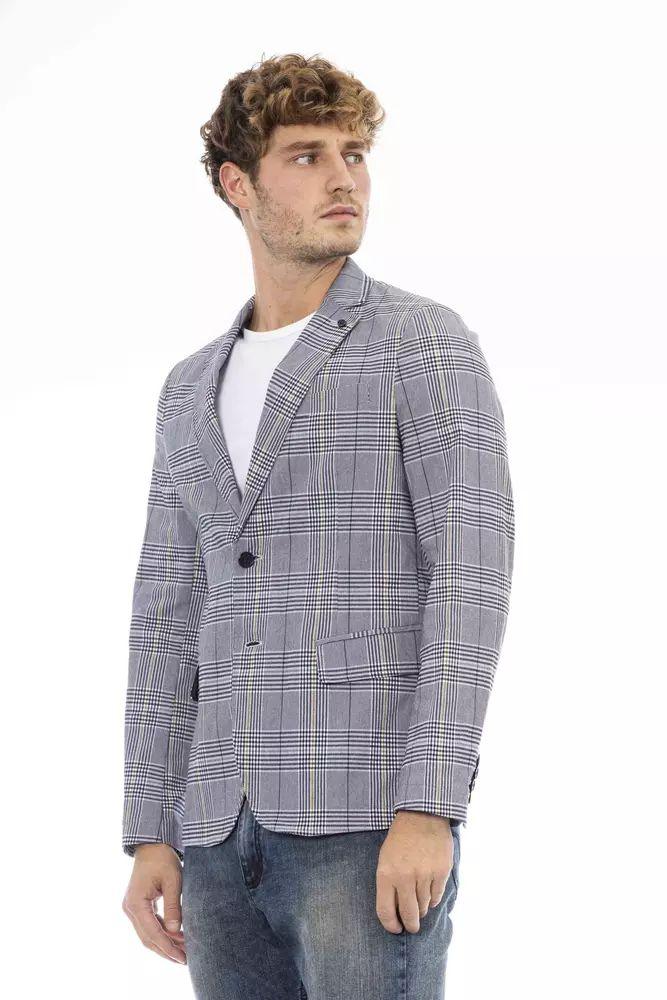 Distretto12 Elegant Blue Fabric Jacket with Classic Appeal - PER.FASHION