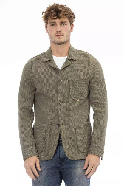 Distretto12 Elegant Green Fabric Jacket with Button Closure - PER.FASHION