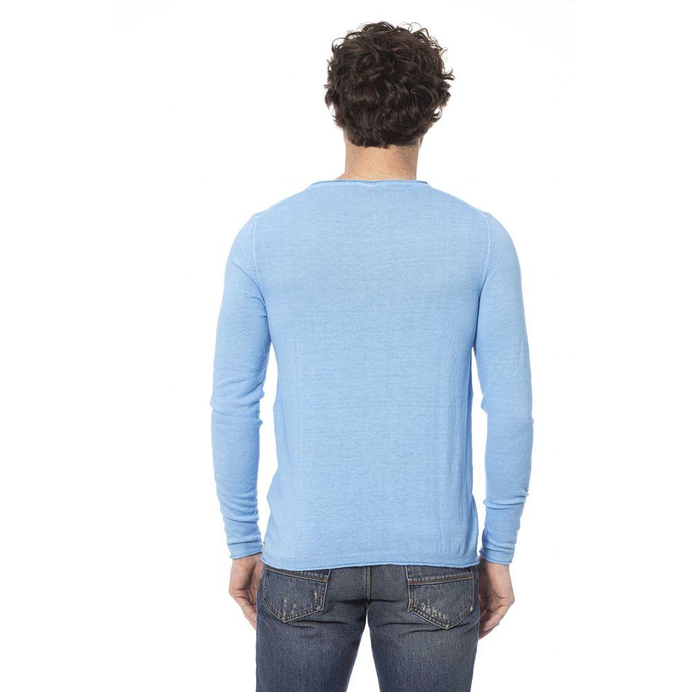 Distretto12 Elegant Light Blue Crewneck Cotton Sweater - PER.FASHION