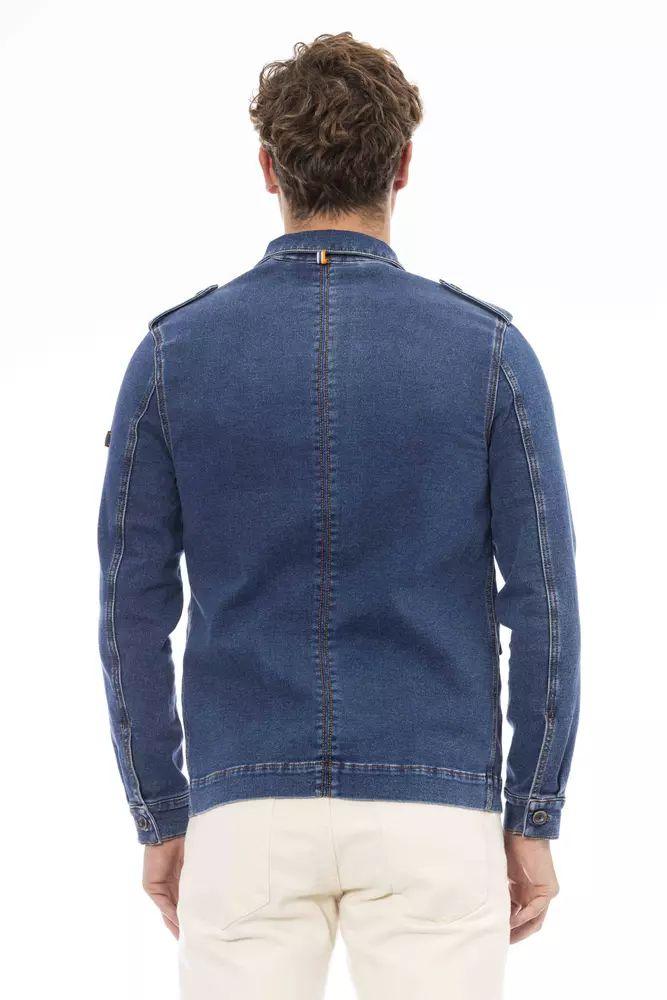 Distretto12 Sleek Blue Jacket with Backpack Braces & Hood - PER.FASHION