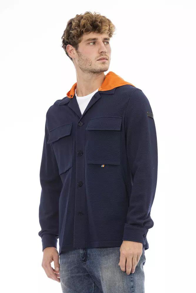 Distretto12 Sleek Waterproof Hooded Shirt in Blue - PER.FASHION
