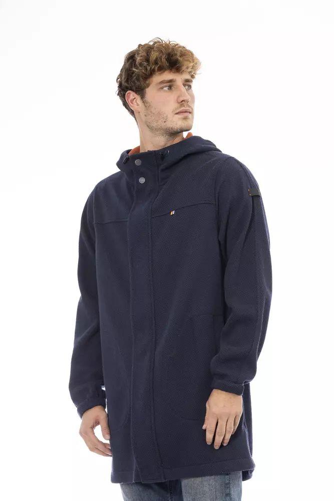 Distretto12 Versatile Blue Hooded Jacket with Backpack Feature - PER.FASHION