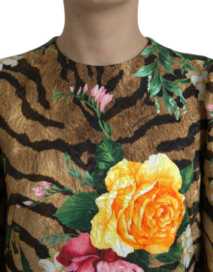 Dolce & Gabbana Animal & Floral Print Mini Shift Dress - PER.FASHION