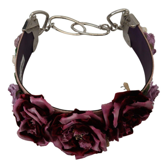 Dolce & Gabbana Beige Floral Leather Shoulder Strap Accessory - PER.FASHION