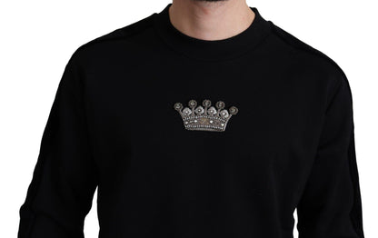 Dolce & Gabbana Black Cotton Crown Pullover Mens Sweater - PER.FASHION