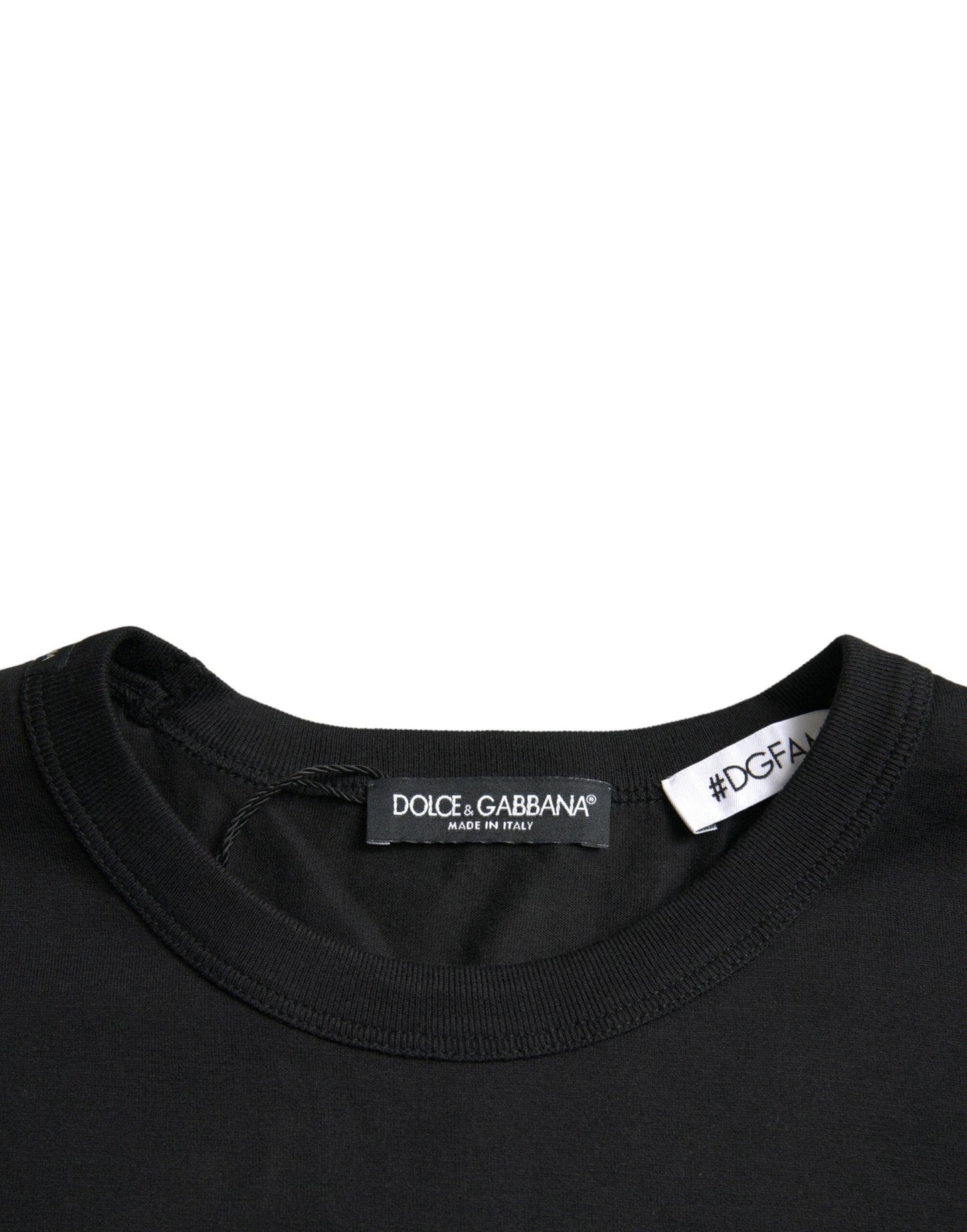 Dolce & Gabbana Black #DGFamily Cotton Crew Neck T-shirt - PER.FASHION