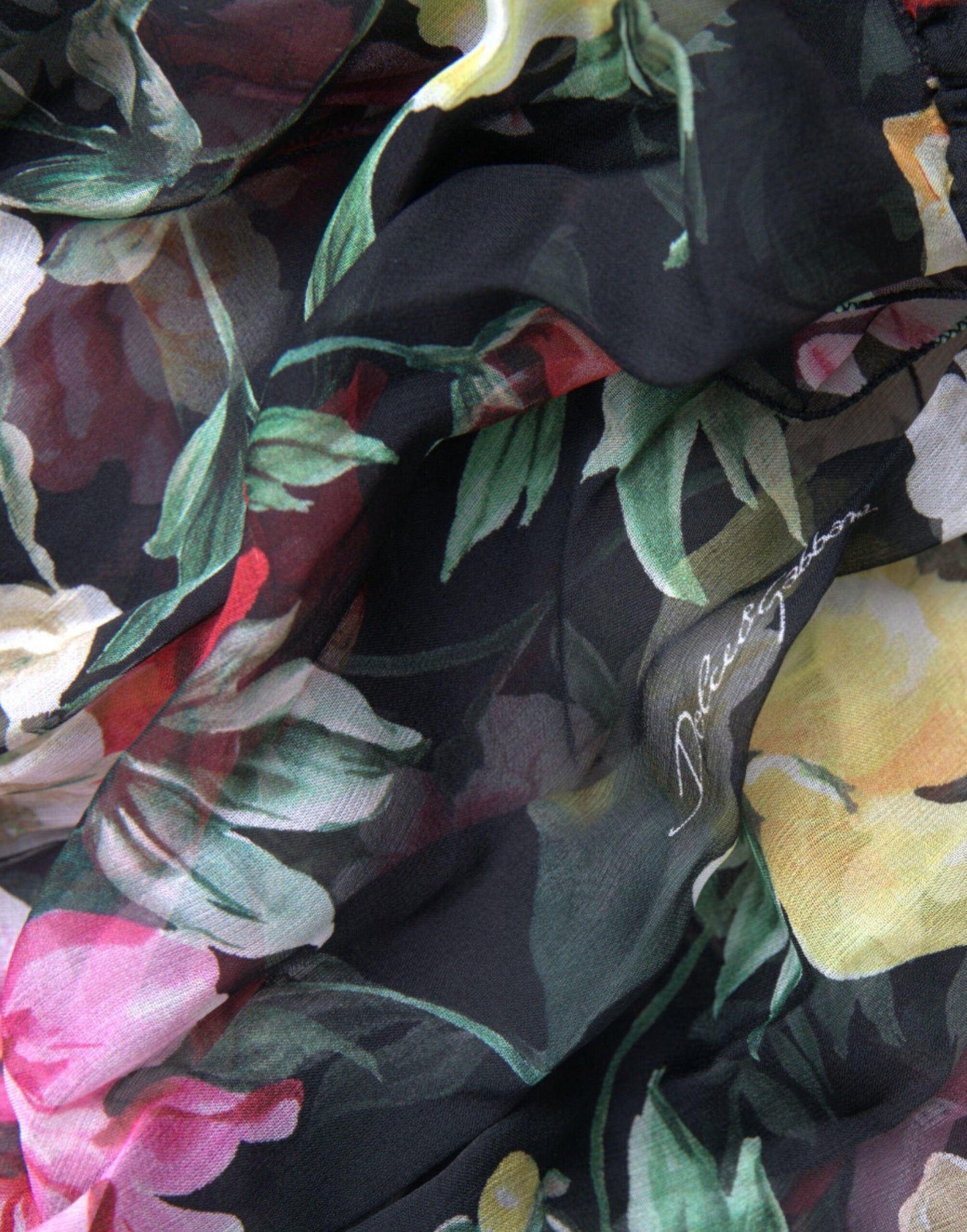 Dolce & Gabbana Black Floral Silk A-line Sleeveless Dress - PER.FASHION