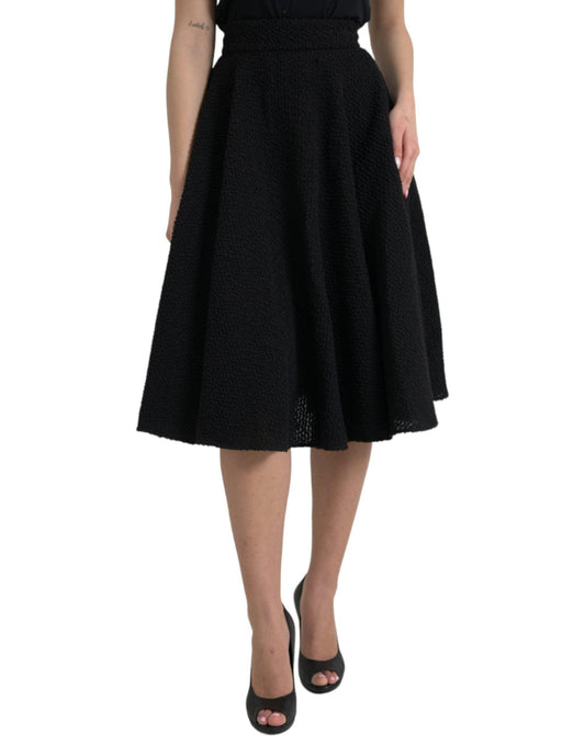 Dolce & Gabbana Black High Waist A-line Knee Length Skirt - PER.FASHION