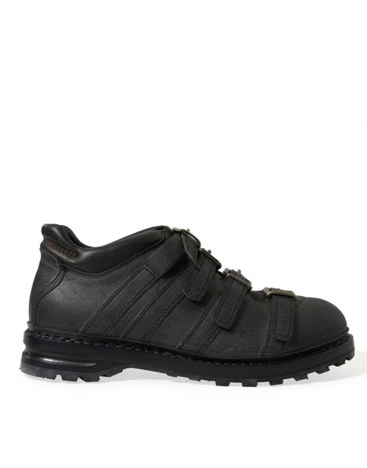 Dolce & Gabbana Black Leather Ankle Strap Boots - PER.FASHION