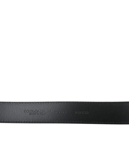Dolce & Gabbana Black Leather Silver Metal Buckle Belt Men - PER.FASHION