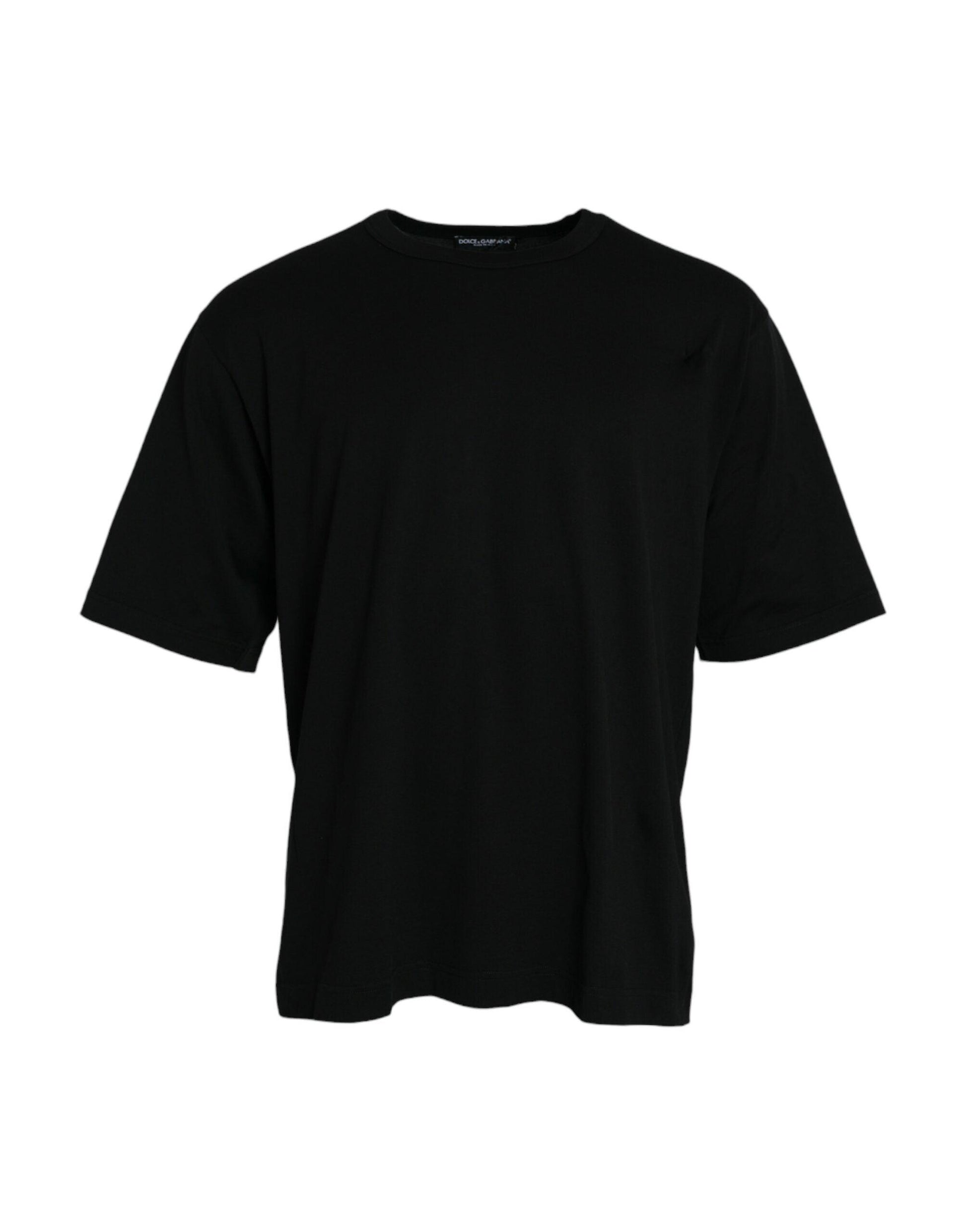 Dolce & Gabbana Black Logo Embossed Crew Neck Short Sleeves T-shirt - PER.FASHION