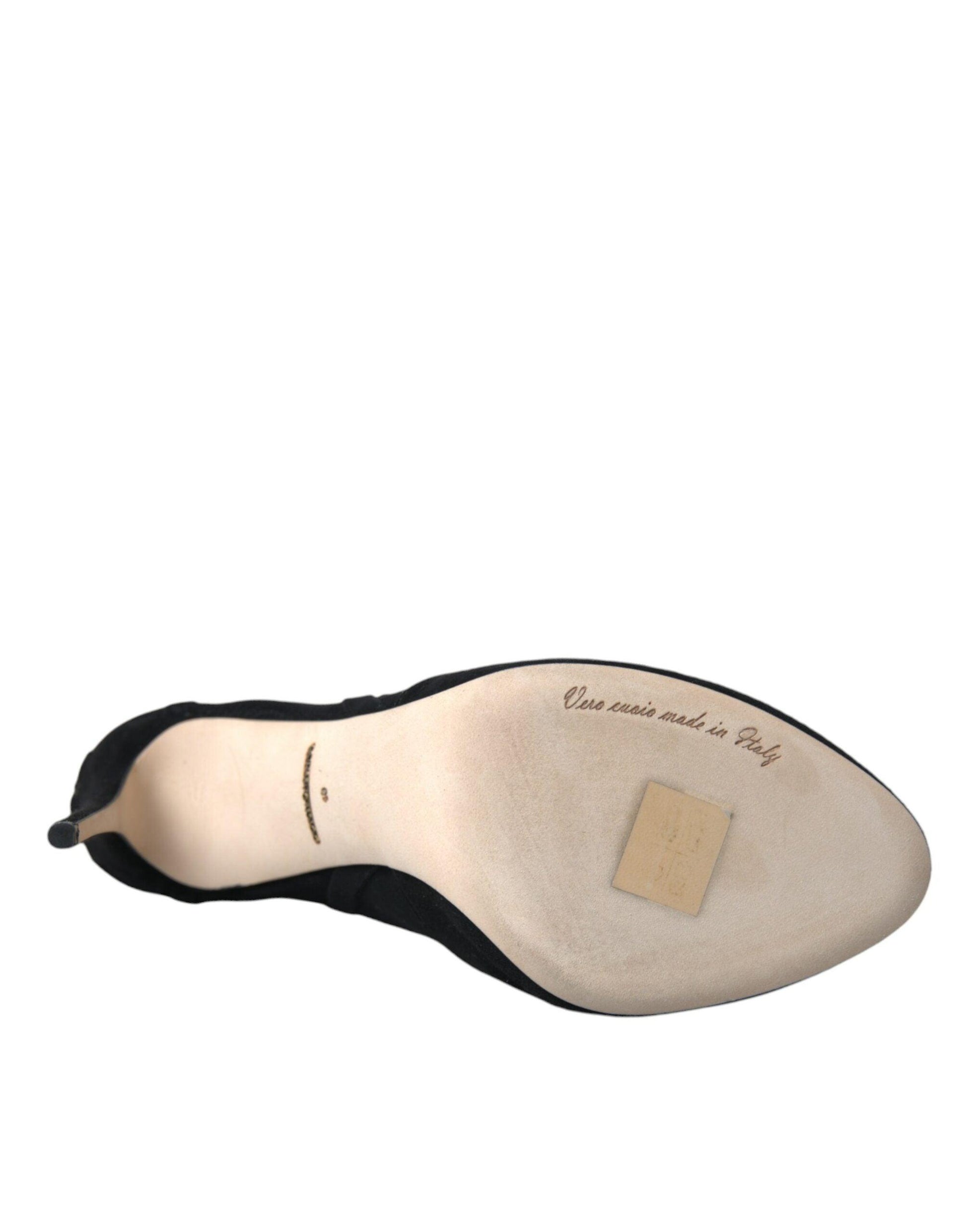 Dolce & Gabbana Black Mesh Stiletto Heels Ankle Boots Shoes - PER.FASHION