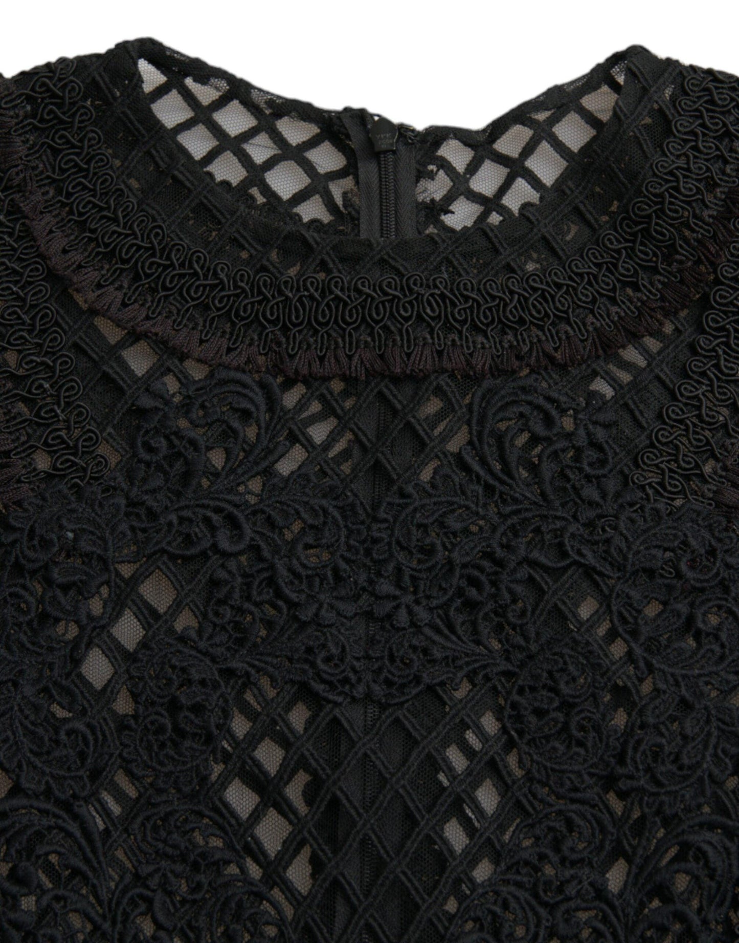 Dolce & Gabbana Black Sheer Long Sleeves Sheath Midi Dress - PER.FASHION