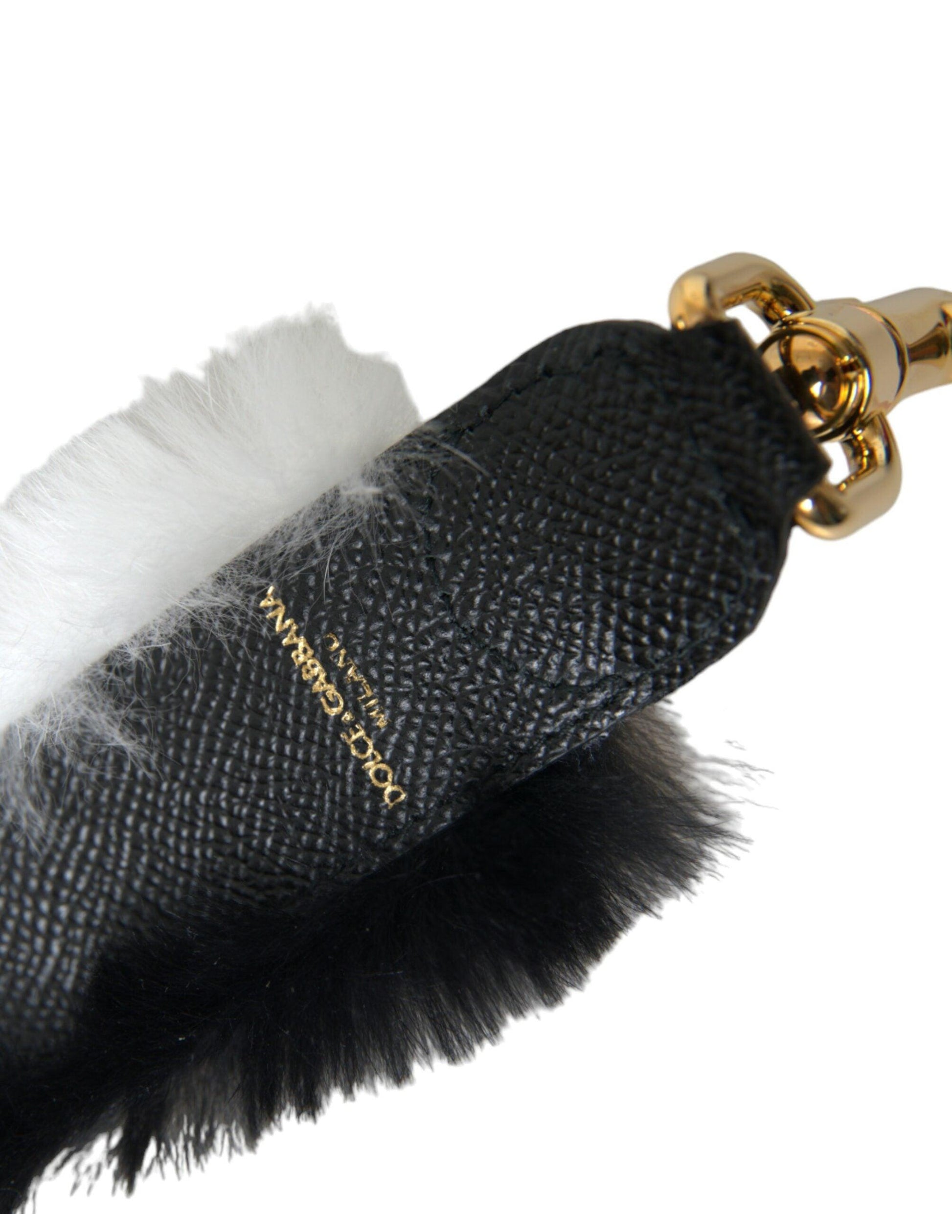 Dolce & Gabbana Black White Lapin Fur Accessory Shoulder Strap - PER.FASHION