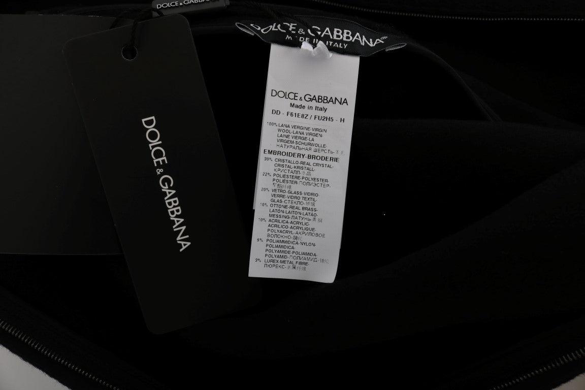 Dolce & Gabbana Black Wool Crystal Princess Dress - PER.FASHION