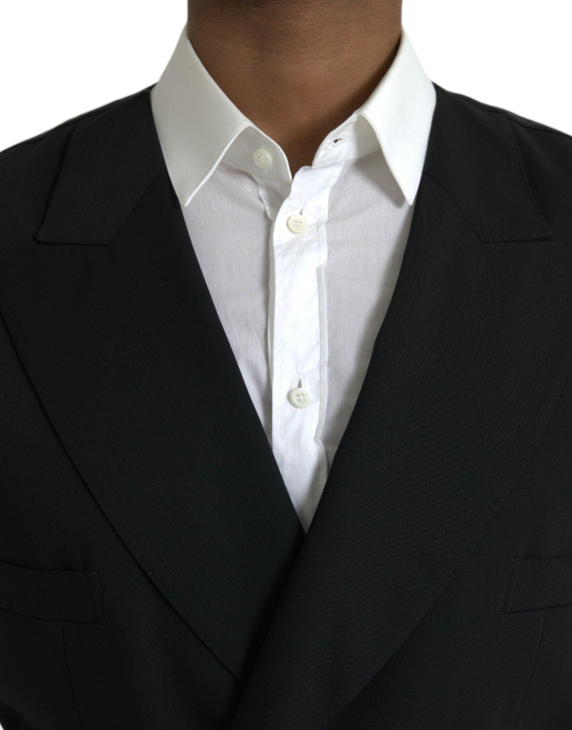 Dolce & Gabbana Black Wool Waistcoat Dress Formal Vest - PER.FASHION