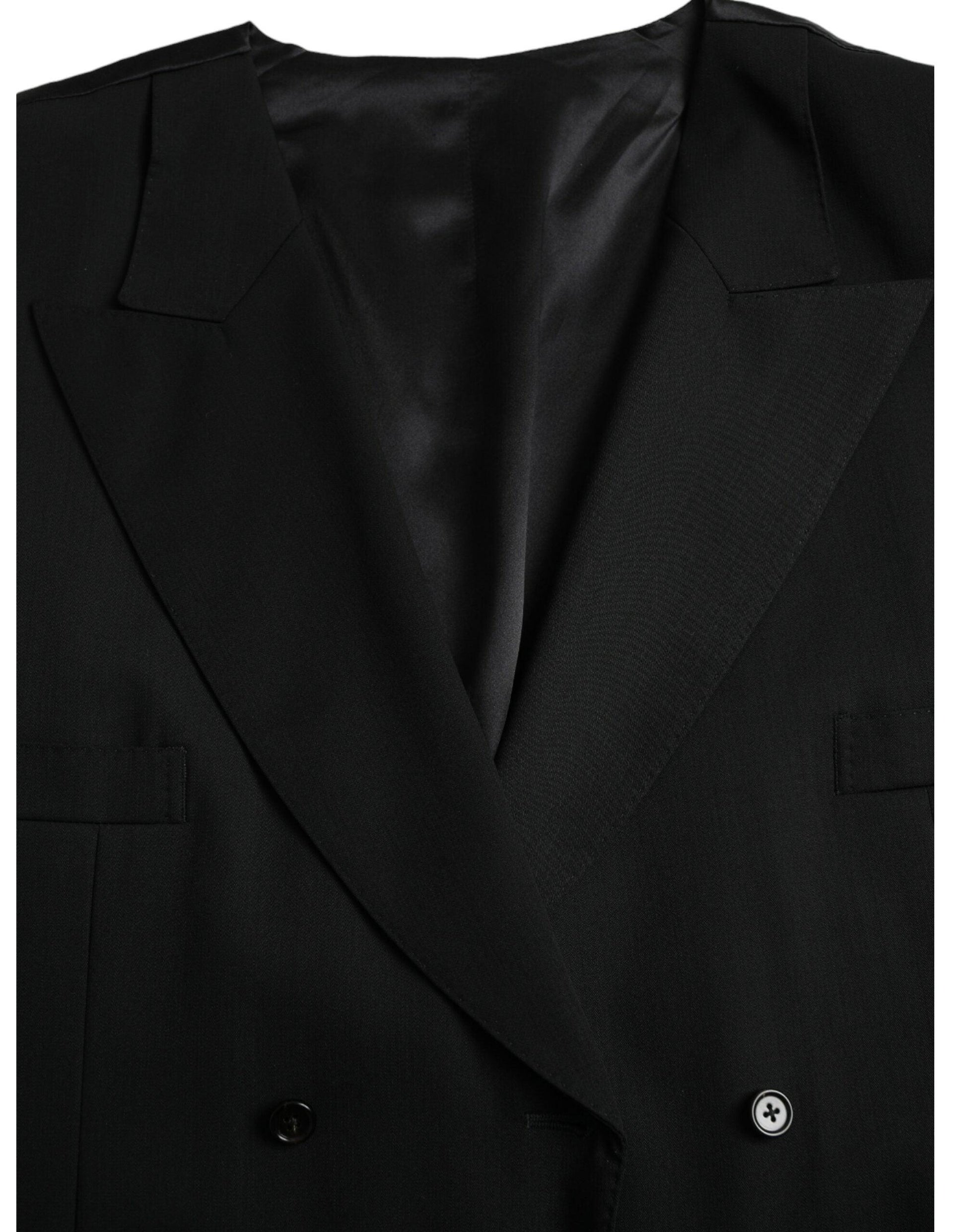 Dolce & Gabbana Black Wool Waistcoat Dress Formal Vest - PER.FASHION