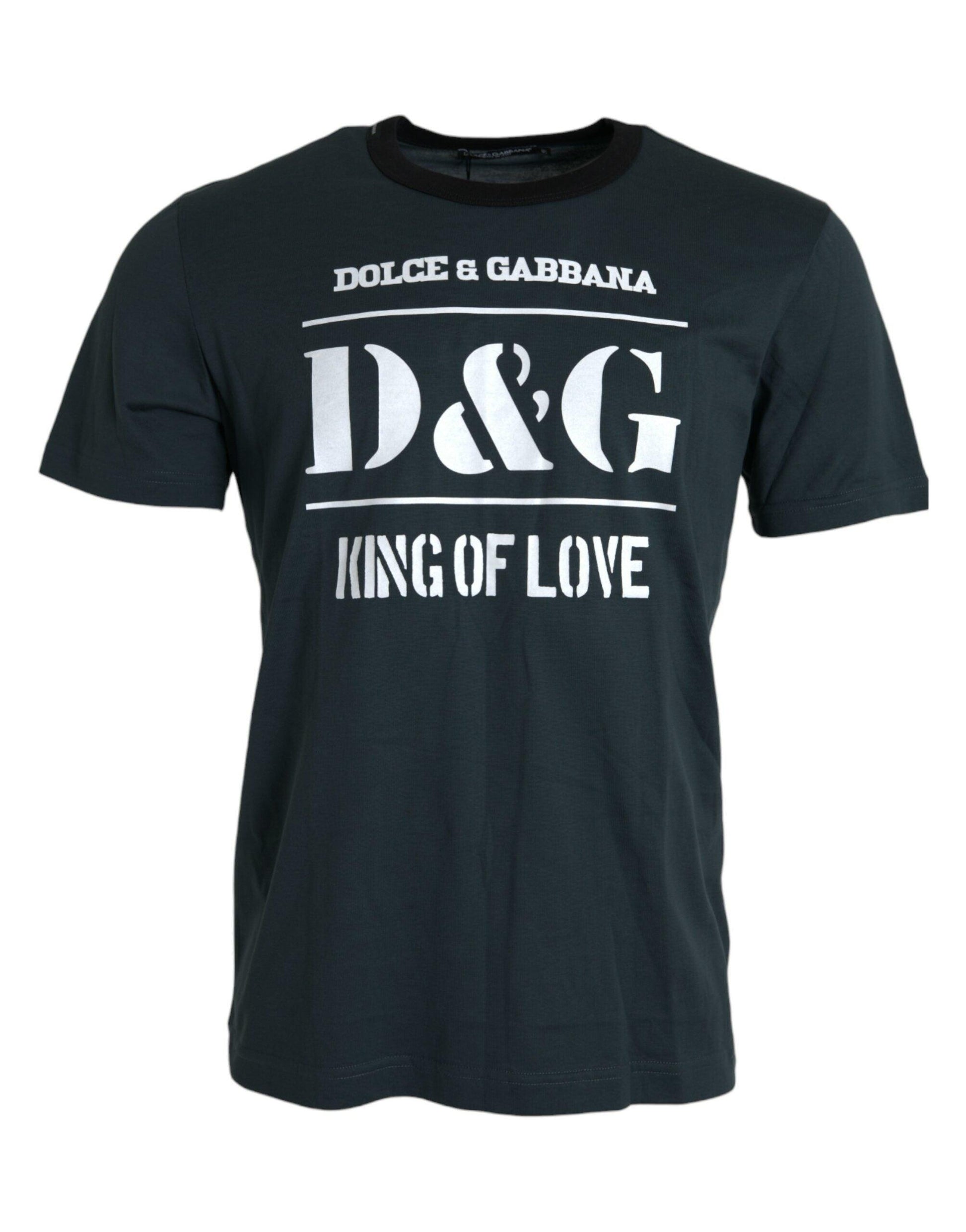 Dolce & Gabbana Blue Logo Print Crewneck Short Sleeve T-shirt - PER.FASHION