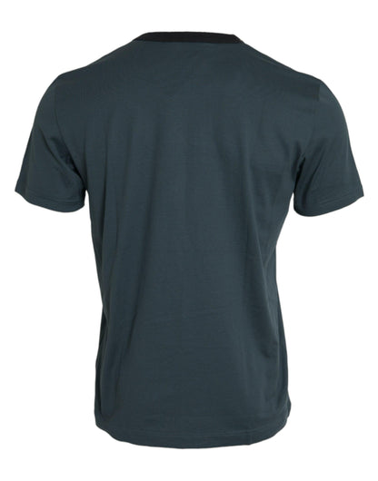 Dolce & Gabbana Blue Logo Print Crewneck Short Sleeve T-shirt - PER.FASHION