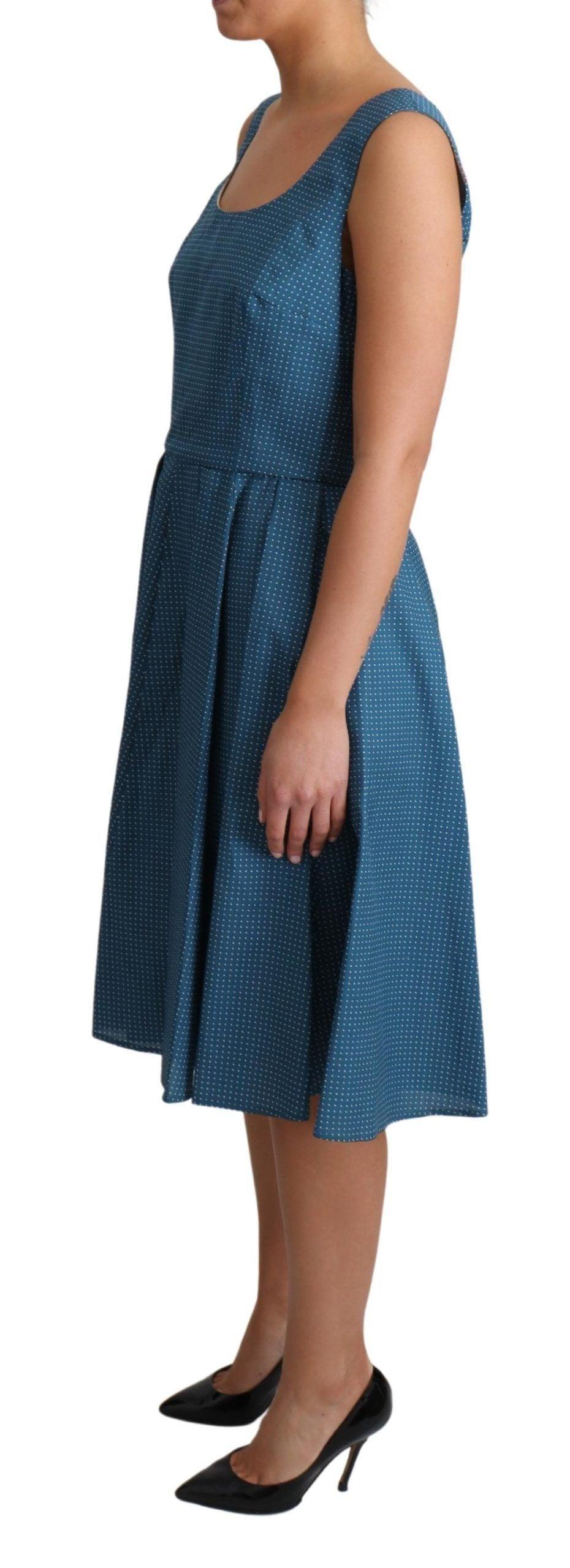 Dolce & Gabbana Blue Polka Dotted Sleeveless A-Line Dress - PER.FASHION