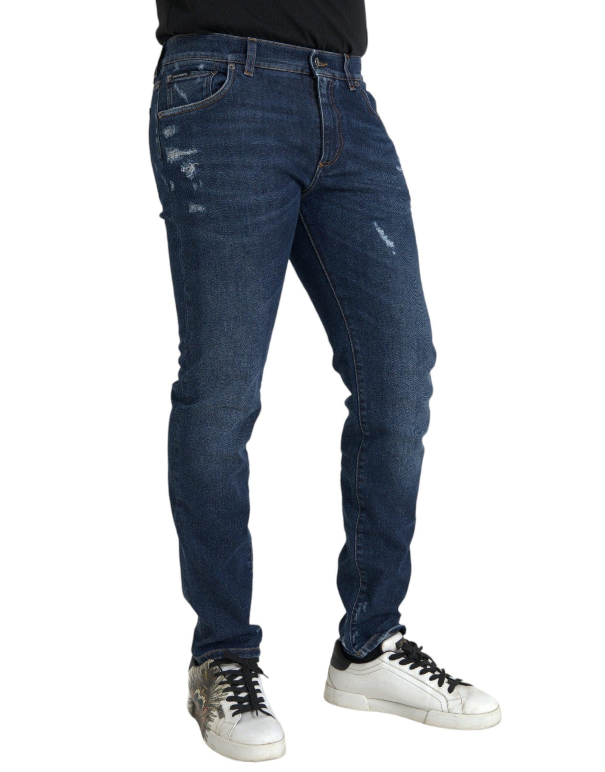 Dolce & Gabbana Blue Slim Fit Cotton Skinny Men Denim Jeans - PER.FASHION