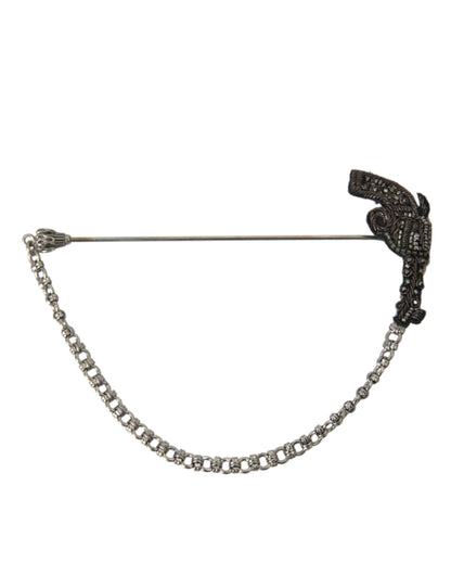 Dolce & Gabbana Brass Copper Silk Revolver Gun Men Brooch Lapel Pin - PER.FASHION