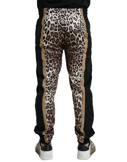 Dolce & Gabbana Brown Leopard Print Polyester Jogger Pants - PER.FASHION