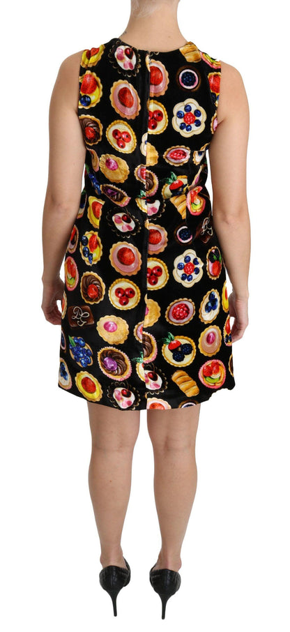 Dolce & Gabbana Chic Black Desserts Print Shift Mini Dress - PER.FASHION